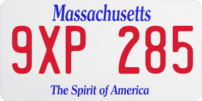MA license plate 9XP285