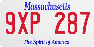 MA license plate 9XP287