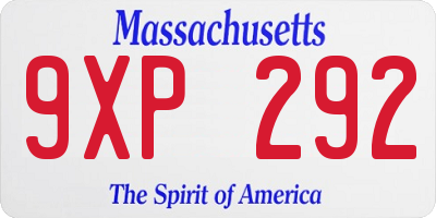 MA license plate 9XP292