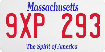 MA license plate 9XP293