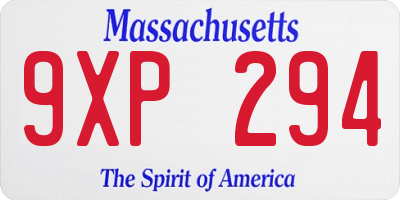 MA license plate 9XP294
