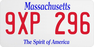 MA license plate 9XP296