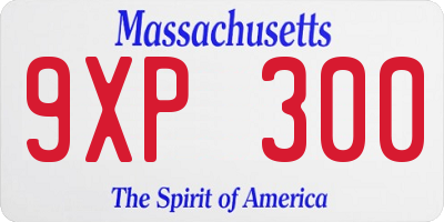MA license plate 9XP300