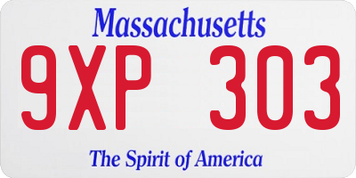MA license plate 9XP303