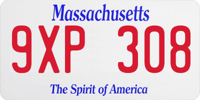 MA license plate 9XP308