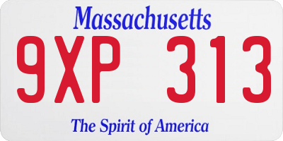 MA license plate 9XP313
