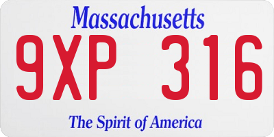 MA license plate 9XP316