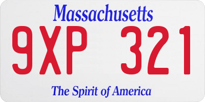 MA license plate 9XP321