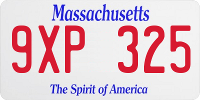MA license plate 9XP325