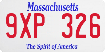 MA license plate 9XP326