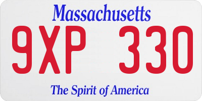 MA license plate 9XP330