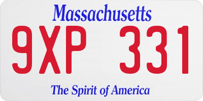 MA license plate 9XP331