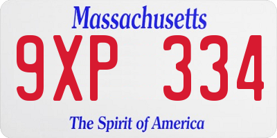 MA license plate 9XP334