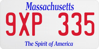 MA license plate 9XP335
