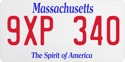 MA license plate 9XP340