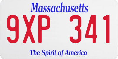 MA license plate 9XP341