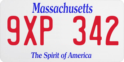 MA license plate 9XP342