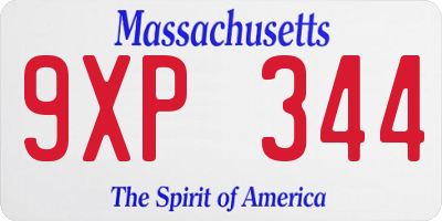 MA license plate 9XP344