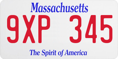 MA license plate 9XP345