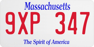 MA license plate 9XP347