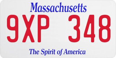MA license plate 9XP348