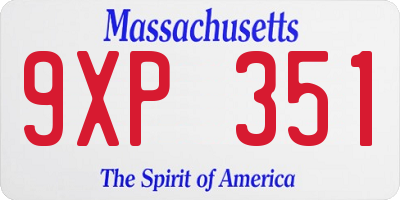 MA license plate 9XP351