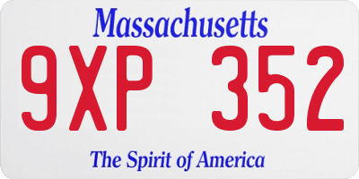 MA license plate 9XP352