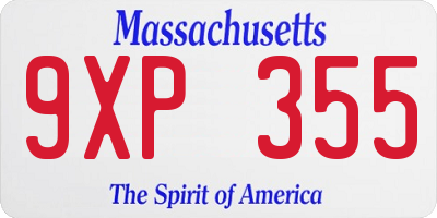 MA license plate 9XP355