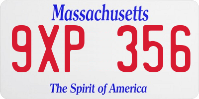MA license plate 9XP356