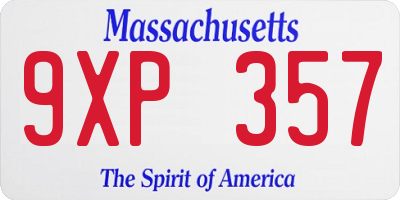 MA license plate 9XP357