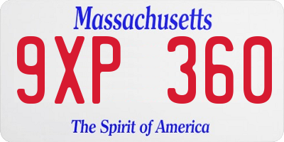 MA license plate 9XP360