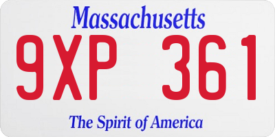 MA license plate 9XP361