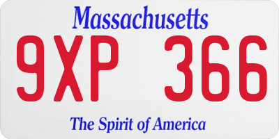 MA license plate 9XP366