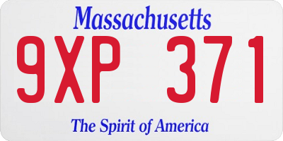 MA license plate 9XP371