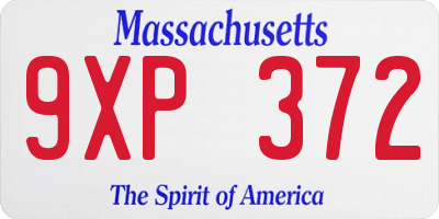 MA license plate 9XP372