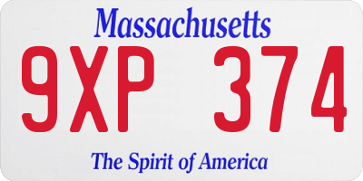 MA license plate 9XP374