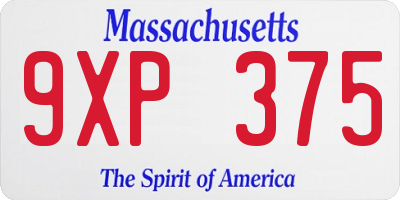 MA license plate 9XP375