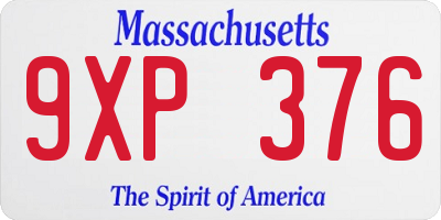 MA license plate 9XP376