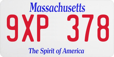 MA license plate 9XP378