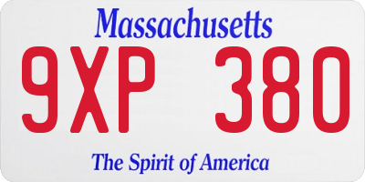 MA license plate 9XP380
