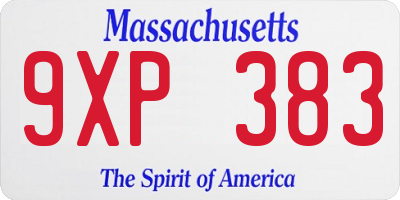 MA license plate 9XP383