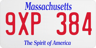 MA license plate 9XP384