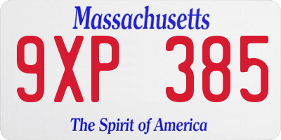 MA license plate 9XP385