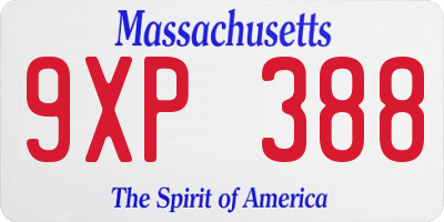 MA license plate 9XP388