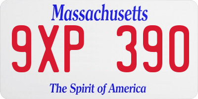 MA license plate 9XP390