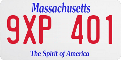 MA license plate 9XP401