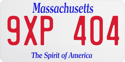 MA license plate 9XP404
