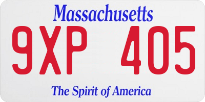 MA license plate 9XP405