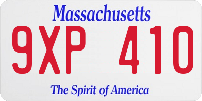 MA license plate 9XP410