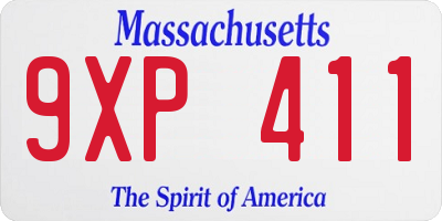 MA license plate 9XP411